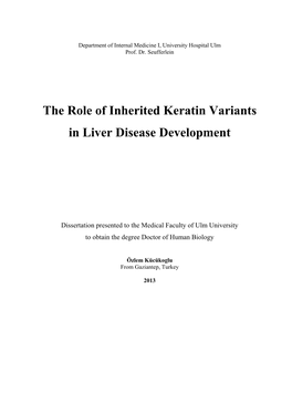 The Role of Inherited Keratin Variants in Liver Disease Development