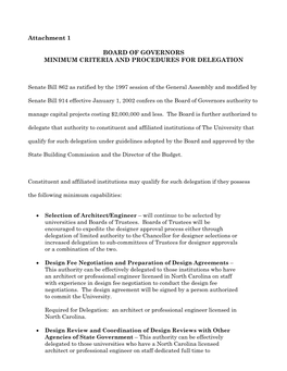 Attachment 1 – Minimum Criteria and Procedures for Delegation