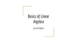 Basics of Linear Algebra