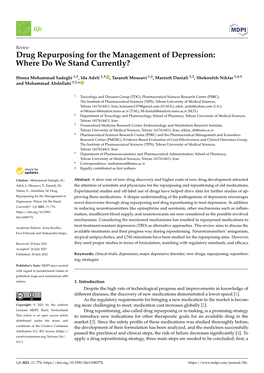 Drug Repurposing for the Management of Depression: Where Do We Stand Currently?