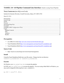TASSEL 3.0 / 4.0 Pipeline Command Line Interface: Guide to Using Tassel Pipeline
