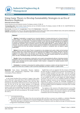 Using Game Theory to Develop Sustainability Strategies in an Era