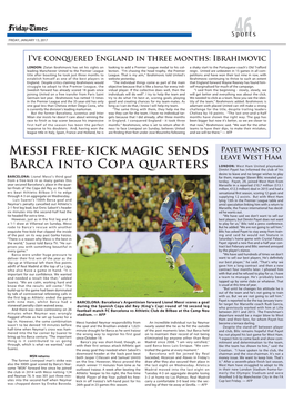 Messi Free-Kick Magic Sends Barca Into Copa Quarters