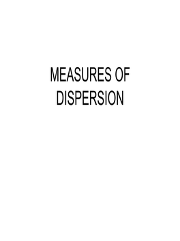 Measures of Dispersion