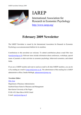 February 2009 Newsletter