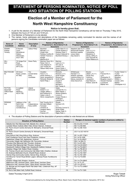 Statement of Persons Nominated & Notice of Poll & Situation of Polling