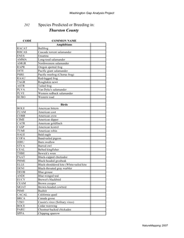 Thurston County Species List