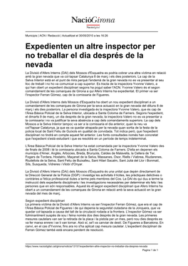 Expedienten Un Altre Inspector Per No Treballar El Dia Després De La Nevada