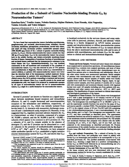 Production of the a Subunit of Guanine Nucleotide-Binding Protein GO by Neuroendocrine Tumors1