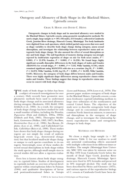 Ontogeny and Allometry of Body Shape in the Blacktail Shiner, Cyprinella Venusta