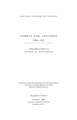 NORMAN EARL STEENROD April 22, 1910-October 14, 1971