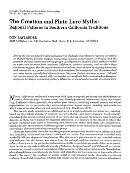 The Creation and Flute Lure Myths: Regional Patterns in Southern California Traditions