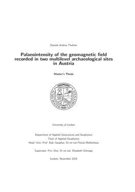 Palaeointensity of the Geomagnetic Field Recorded in Two Multilevel