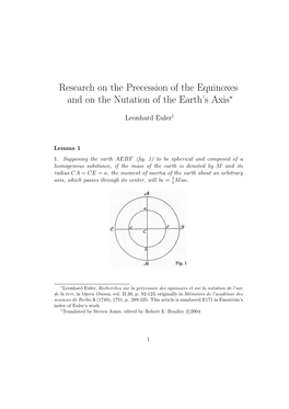 Research on the Precession of the Equinoxes and on the Nutation of the Earth’S Axis∗