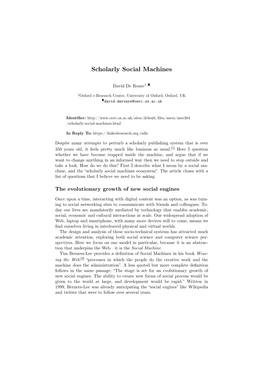 Scholarly Social Machines