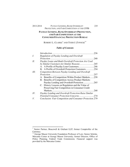 Payday Lending, Bank Overdraft Protection, and Fair Competition at the Consumer Financial Protection Bureau