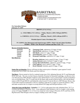 MBB Game Notes