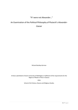 An Examination of the Political Philosophy of Plutarch's Alexander