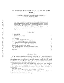 Arxiv:1610.02645V1 [Math.RT]