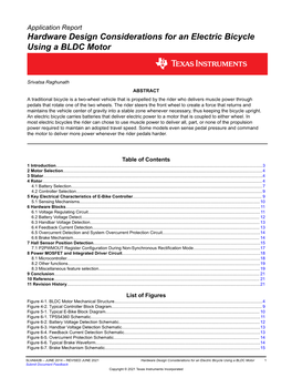 Hardware Design Considerations for an Electric Bicycle Using BLDC Motor