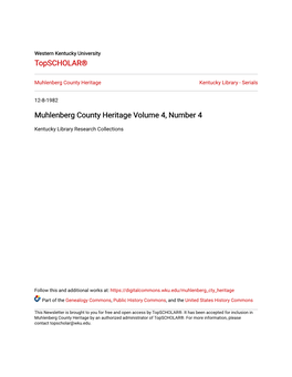 Muhlenberg County Heritage Volume 4, Number 4