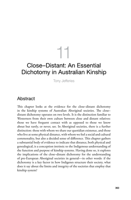 An Essential Dichotomy in Australian Kinship Tony Jefferies