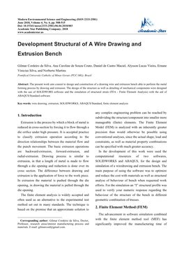 Development Structural of a Wire Drawing and Extrusion Bench