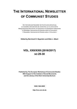 The International Newsletter of Communist Studies