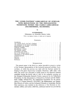 "The "Comb-Toothed" Loricariinae of Surinam, with Reflections on the Phylogenetic Tendencies Within