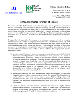 Extrapancreatic Sources of Lipase
