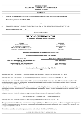 NRDC ACQUISITION CORP. (Exact Name of Registrant As Specified in Its Charter)