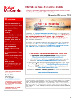 November 2019 International Trade Compliance Update