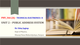 Block Diagram of PA System