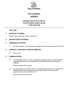 City of Hamilton Agenda Package