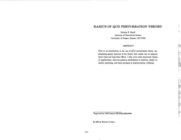 Basics of Qcd Perturbation Theory