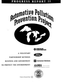 Progress Report for the Great Lakes Automotive Pollution Prevention Project September 1995