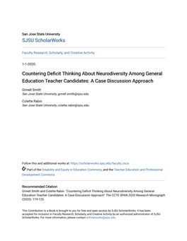 Countering Deficit Thinking About Neurodiversity Among General Education Teacher Candidates: a Case Discussion Approach