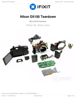 Nikon D5100 Teardown Guide ID: 5271 - Draft: 2013-08-06