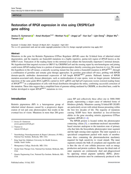 Restoration of RPGR Expression in Vivo Using CRISPR/Cas9 Gene Editing