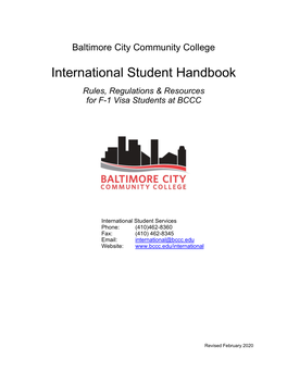 BCCC International Student Handbook