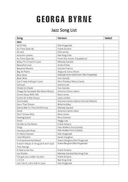 Jazz Songlist