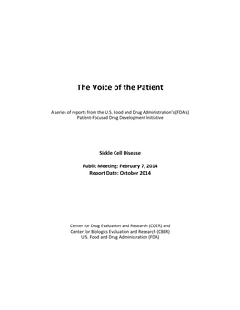 The Voice of the Patient: Sickle Cell Report