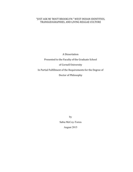 “Just Ask Mi 'Bout Brooklyn:” West Indian Identities, Transgeographies, and Livin