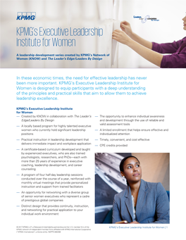 KPMG's Executive Leadership Institute for Women