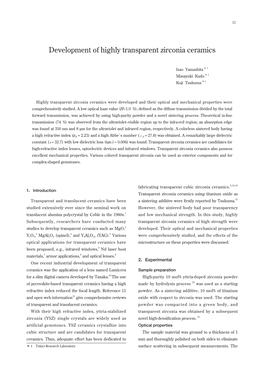 Development of Highly Transparent Zirconia Ceramics