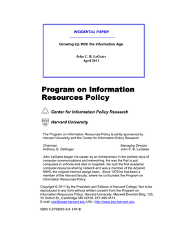 Program on Information Resources Policy