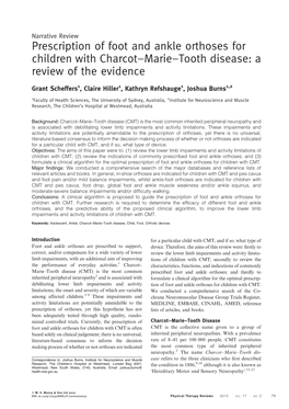 Prescription of Foot and Ankle Orthoses for Children with Charcot–Marie–Tooth Disease: a Review of the Evidence