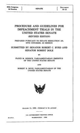 Procedure and Guidelines for Impeachment Trials in the United States Senate (Revised Edition)