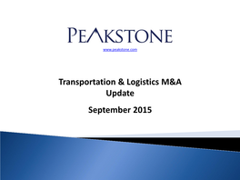 Transportation & Logistics M&A Update September 2015