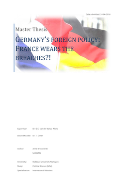 Germany's Foreign Policy: France Wears the Breaches?!